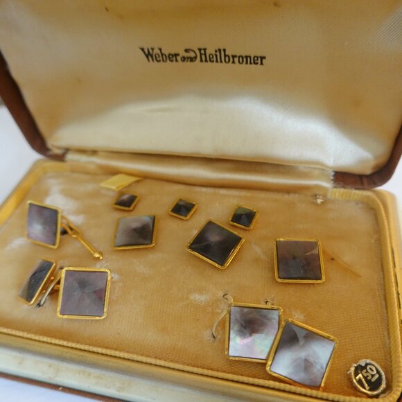 Antique Art Deco Gold Filled Cufflinks, Studs Complete Set - Picture 1 of 4